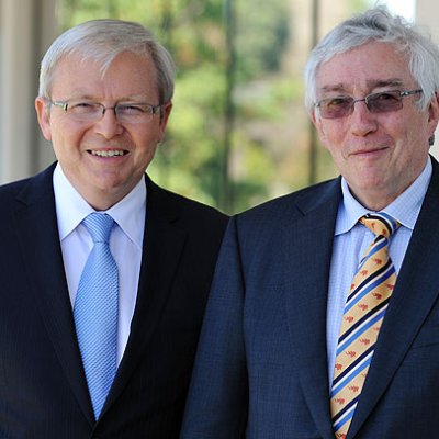 Vice-Chancellor Professor Paul Greenfield and the Honourable Kevin Rudd MP