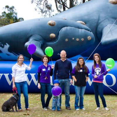 From left: Sarah Kaye, Erin Pearl, Jesper Hardt, Elise Godwin, Bianca Pavier and Asbjorn Hardt (front) enjoying UQ Gatton Open Day