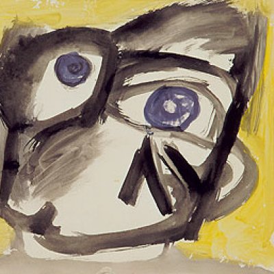 "Face (with yellow background)" c.1947 by Joy Hester