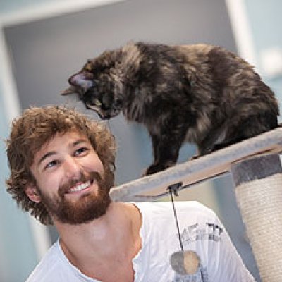 Honours student Mark Owens is researching the role of hiding in relaxing cats