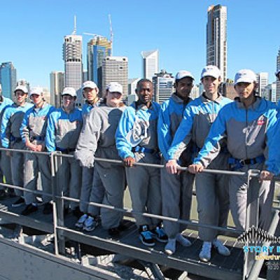 Participants in the Spark Engineering Camp on top of Brisbane's Story Bridge