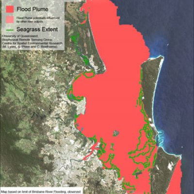 A visualisation of the flood plume in Moreton Bay. Courtesy Mitchell Lyons