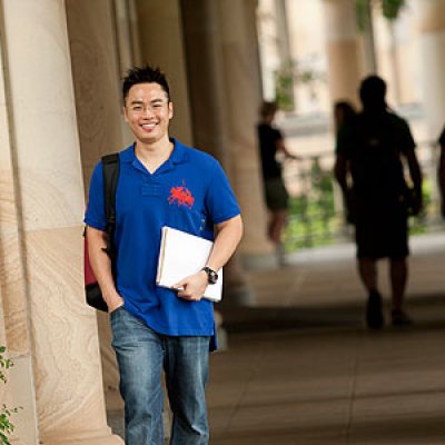 Lucas Goh in the Great Court at UQ St Lucia