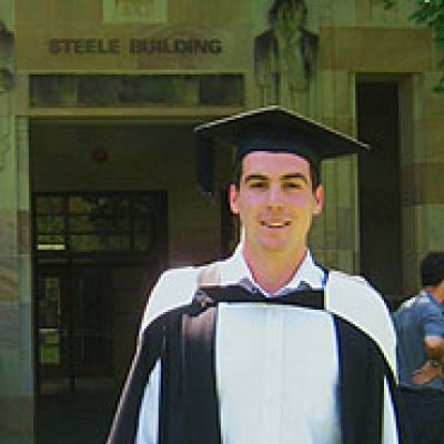 David Shaw in the Great Court on his graduation day