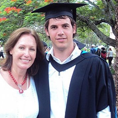 Norman Rieder with his mum on graduation day