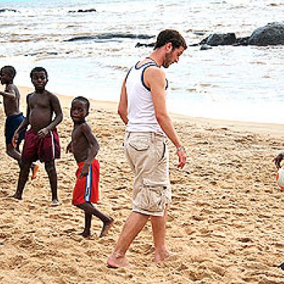 Playing football in Ghana