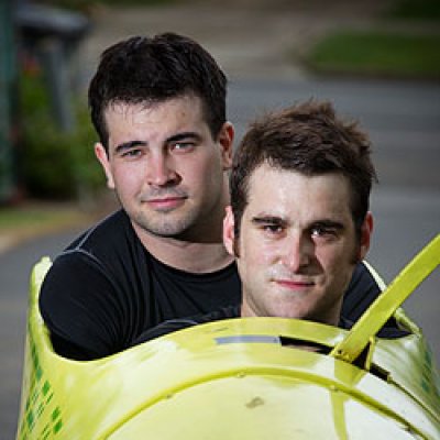 UQ students Aaron Simson-Woods (front) and Rob Stewart are heading to the 2011 World Junior Bobsleigh Championships in the United States