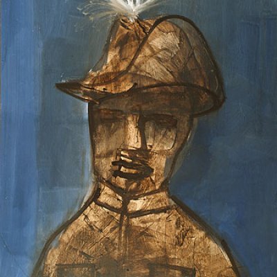 Nolan's "Kenneth", painted in New York, 1958. Polyvinyl acetate on hardboard. Courtesy the Australian War Memorial (ART19577)