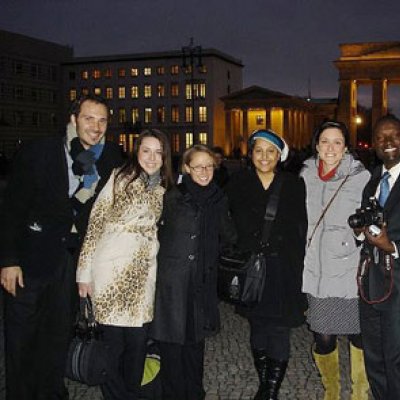 UQ student Misha Byrne (far left) in Germany in 2009 to commemorate 20 years since the fall of the Berlin Wall