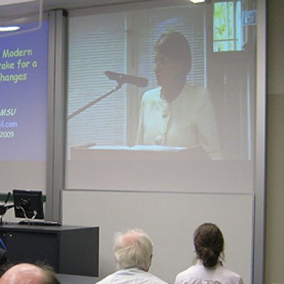 Premier Anna Bligh makes the announcement live via video link from Moscow State University