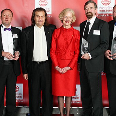 L to R: Professor Hugh Possingham, Mr Brian Sherman AM (Sherman Foundation), Her Excellency Quentin Bryce AC, Governor-General, Dr Ian Ball and Mr Matt Watts