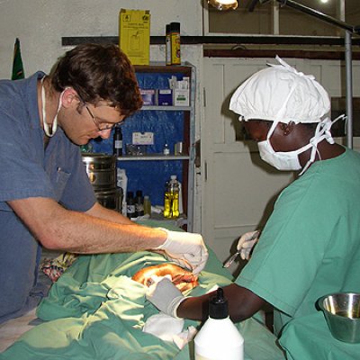 Dr Rowan Gillies at work in Bunia, Democratic Republic of the Congo