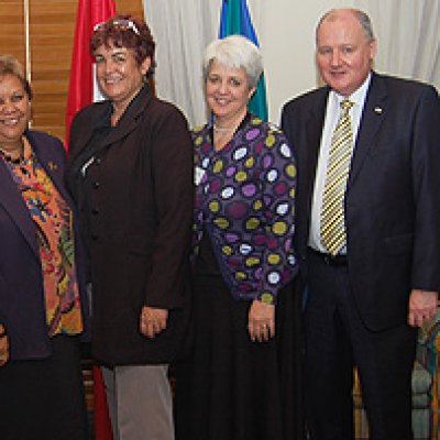 (From left) Professor Michael Keniger; Dr Cindy Blackstock; Dr Jackie Huggins; Ms Donna Klein-Kawane; Dr Jane Thomson; Professor Stewart Gill.