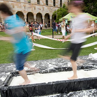 Students 'walking on water' during St Lucia Open Day 2008