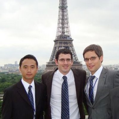 Winning UQ students Alex Ng, Michael Heitzmann and Benjamin
Lindenberger in Paris