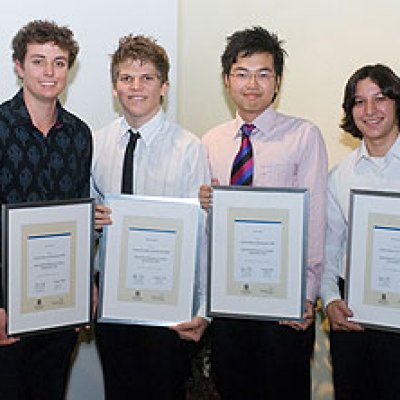 QRC scholarship holders (from left) Jack Gaynor, Adam Irelandes, Justin Tang and Daniel Kiyuna