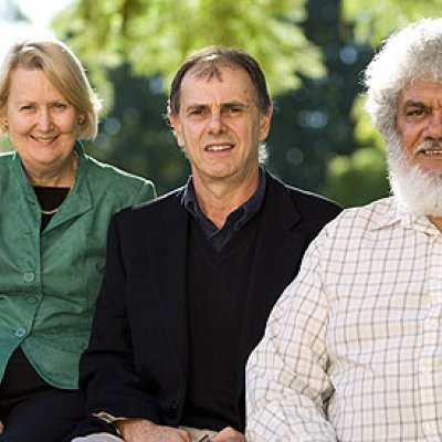 Justice Roslyn Atkinson (left) conference conveners Professor David Trigger and Michael Williams