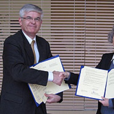 Professor Hervé Biausser, the Director of École Centrale Paris and Professor Caroline Crosthwaite