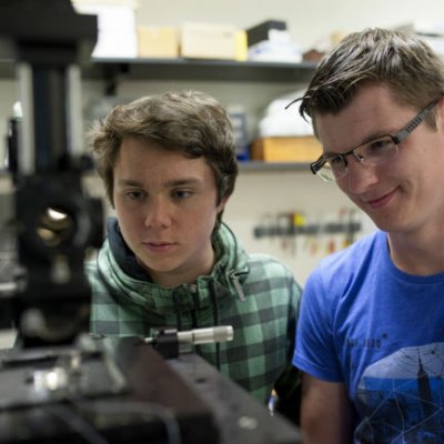 German high-school students Kristof Heck, left, and Simon Huppertz visited UQ as a prize from a national youth science competition in their home country.