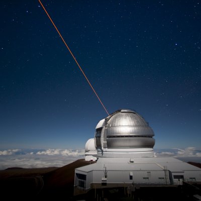 Gemini North observatory, on Hawaii’s Mauna Kea, shoots a laser beam into the night sky to create an ‘artificial star’.