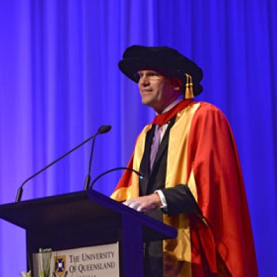 General Electric executive Mark Hutchinson received an Honorary Doctorate of Business from UQ.