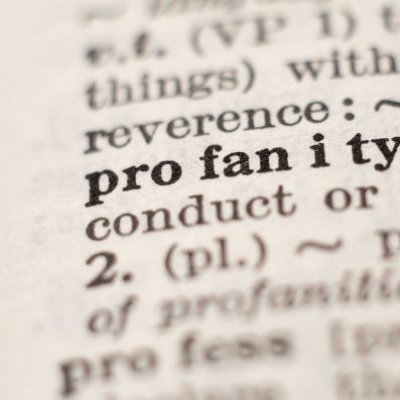 A page in the dictionary displaying the word "profanity"