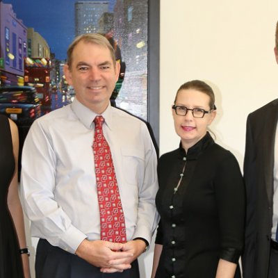 Sidney Sneddon, Dr Alan Davidson, Head of School and Dean of Law Professor Sarah Derrington and Samuel Bullen