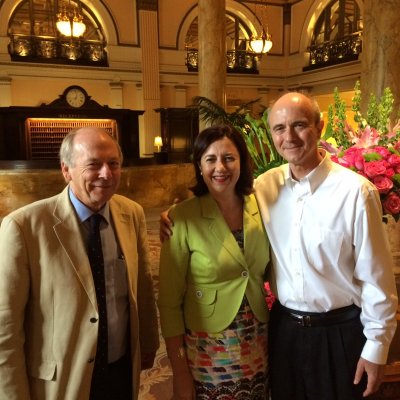 AIBN Director Professor Peter Gray; Queensland Premier Annastacia Palaszczuk and Dr Dimiter Dimitrov,  National Institutes of Health (NIH) in Washington.