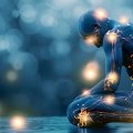 Graphic depicton of a person with fibromyalgia experiencing widespread pain and fatigue depicted as glowing points.