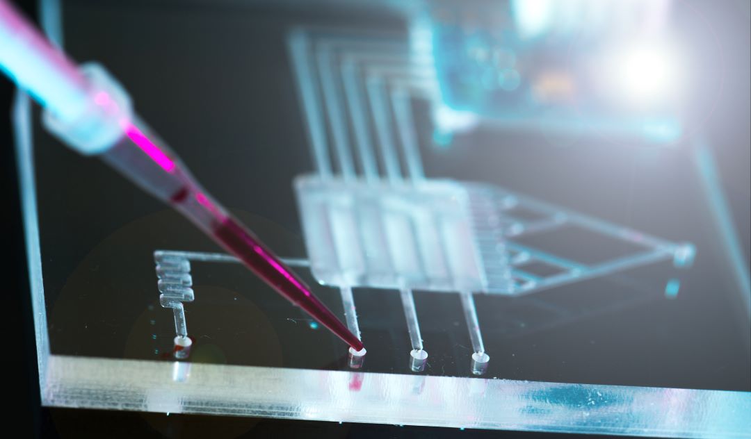 Microfluidics tools such as this are used to manipulate liquids and gas at incredibly small scales