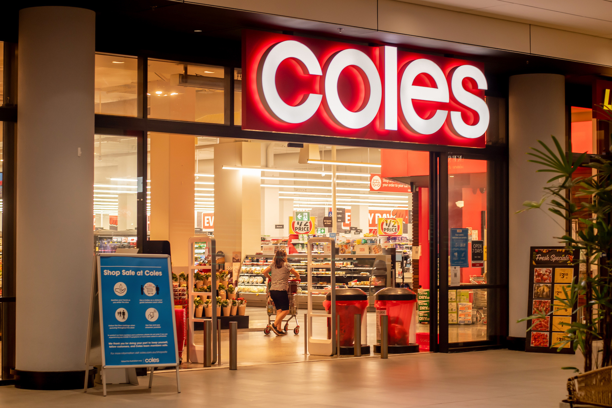 The entrance to a Coles supermarket