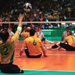 Australian 2000 Paralympic sitting volleyball team competing