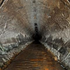 Inside of a sewer pipe