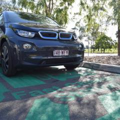 An electric vehicle charging at UQ's Gatton campus