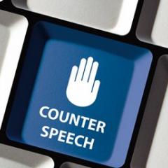 Counter hate speech button on a keyboard