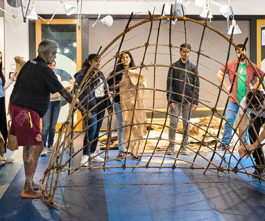 Demonstration of building an indigenous shelter