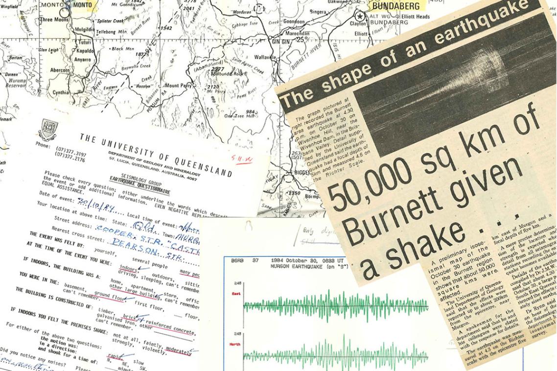 Records relating to an earthquake in October 1984, Queensland’s South Burnett region.